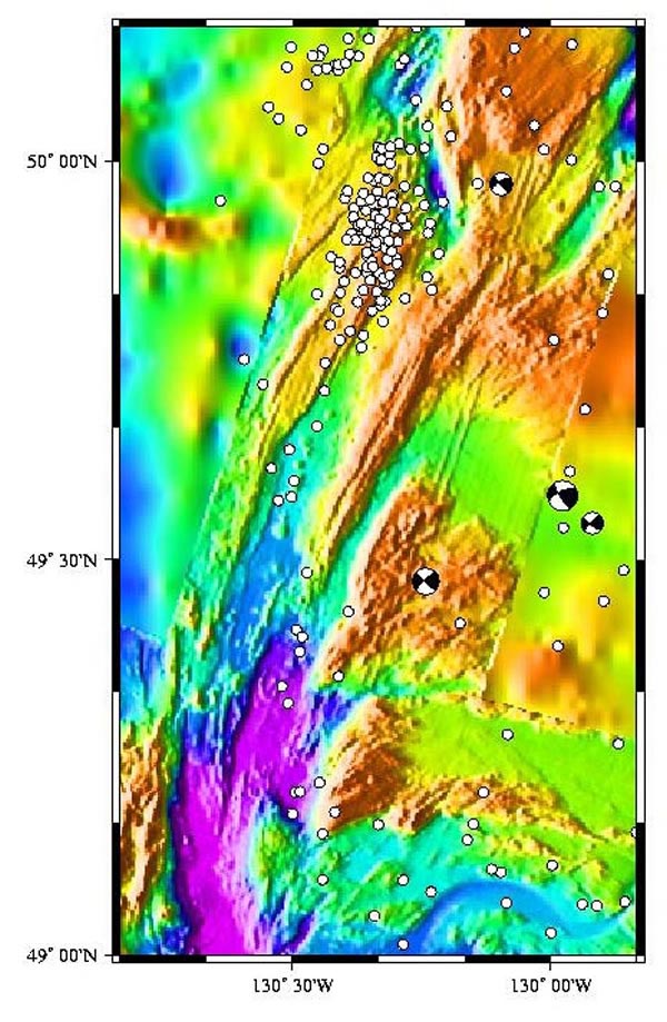 Bathymetry along the Explorer Ridge