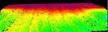 3-D multibeam image of the Westward view of “Forcepia-land” escarpment.