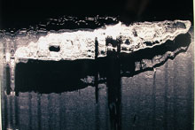 Sidescan sonar image from the Steamship Portland. Sidescan sonar image from the Steamship Portland.