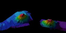 Multibeam image of Retriever and Pickett Seamounts. 