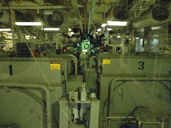 Two of Healys four engines as viewed through the control room.