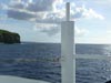 Panorama from the bow of the R/V Melville as she steams out of the harbor.