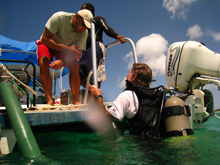 The catamaran TT Anwar served as a much-needed surface-support platform during the Black Rock Wreck excavation.