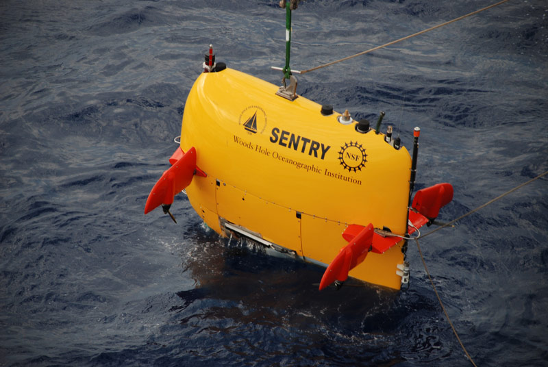 Sentry lowered into the water.