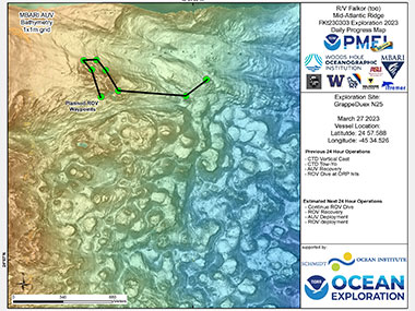 An example of a daily progress update for the In Search of Hydrothermal Lost Cities expedition.