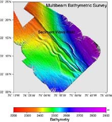 High-resolution bathymetric map of the Blake Ridge.