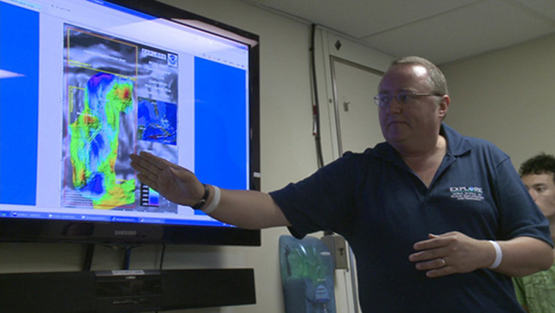 Science Team Lead, Chris German, provides an overview of the expedition and science objectives to the ship’s crew at the start of the expedition.