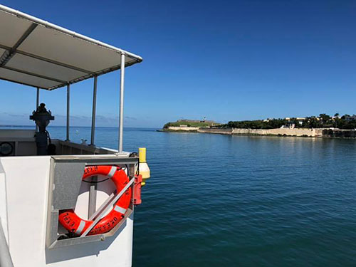 Pulling into port in San Juan.