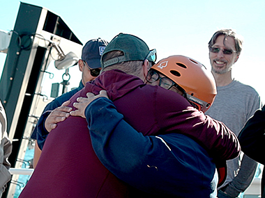 In October, Mia Lopez and her daughter Keli, two members of the Coastal Band of the Chumash Nation, joined the expedition team aboard NOAA Ship <i>Okeanos Explorer</i> to share their knowledge, traditions, and connections to the ocean and learn about ocean exploration operations first hand. Read her story.