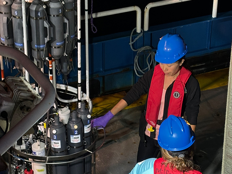 Graduate Student Interns Aboard a Research Vessel 130 Miles Out at Sea